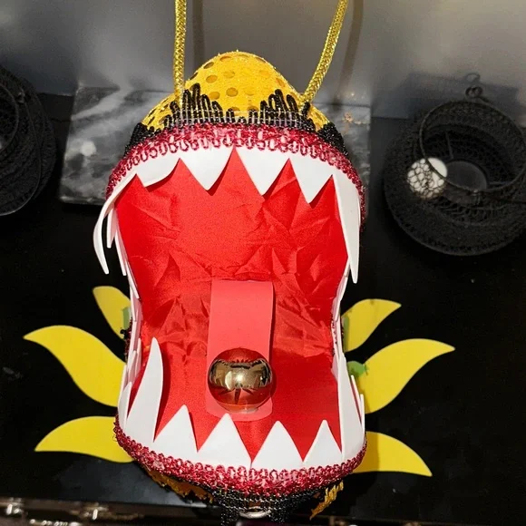 Colorful Yellow Dragon Head 🐲 Halloween Costume with Fringe - Picture 8 of 15